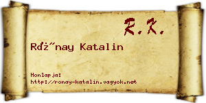 Rónay Katalin névjegykártya